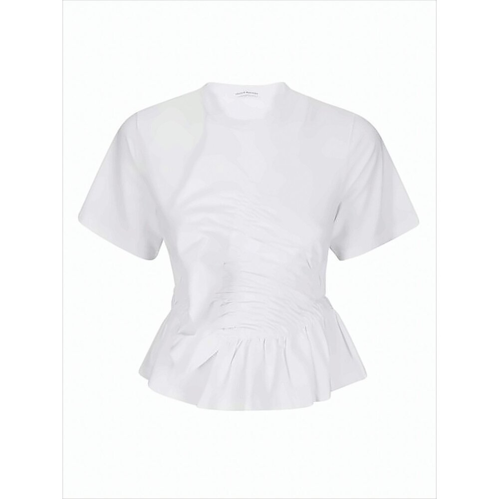 CECILIE BAHNSEN Fitted Ruched Peplum Top